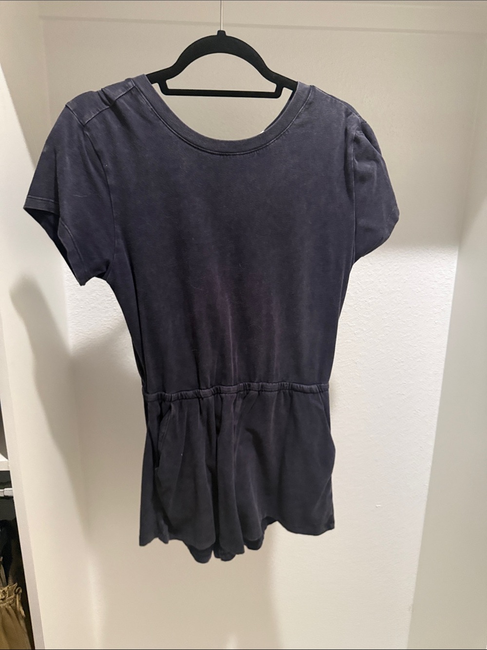 Women’s Washed Short Sleeve Peplum Top - Slate Blue